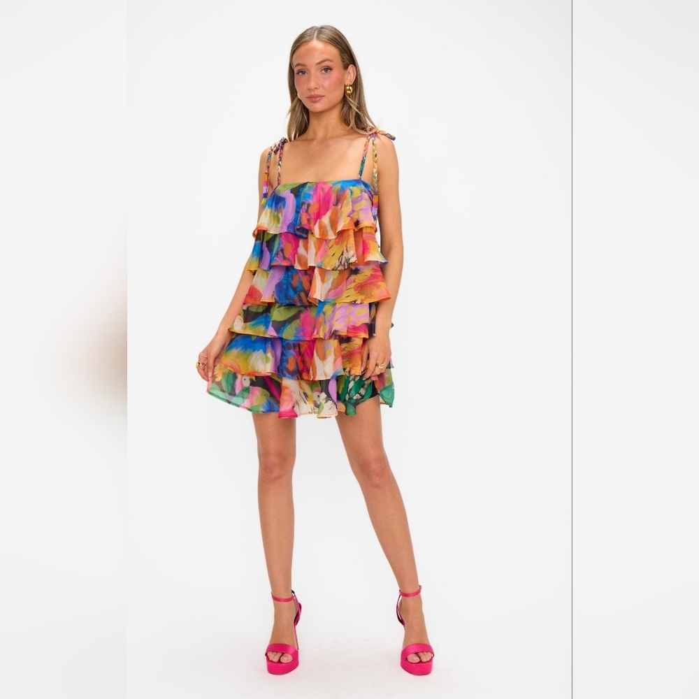 Show Me Your MuMu Rowen Ruffle Dress M Wedding Party Vacation Spring Feminine - Picture 2 of 11
